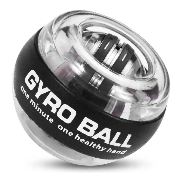 Bola de treino giroscópica com iluminação LED de cinco cores e autostart 7 x 5,5 cm Rotor metálico Transparente e preto Treinador de pulso 1