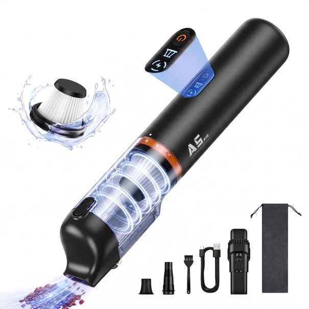 Bezdrôtový ručný vysávač do auta 12 000 Pa 90 W Cyklónová technológia HEPA filter Nádoba 150 ml USB-C Čierny Pre auto a domácnosť 1
