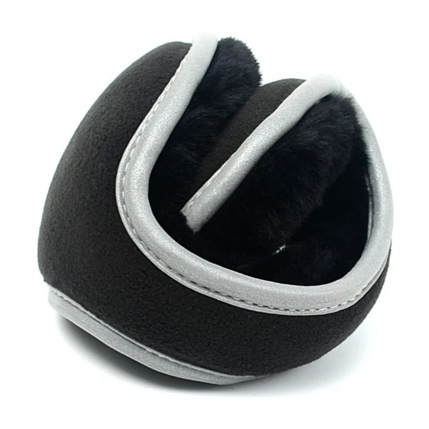 Klapas de Inverno para as Orelhas com Faixa Reflexiva Dobrável em Fleece e Forro de Pelúcia Unissexo para Homens e Mulheres para Passeios preto