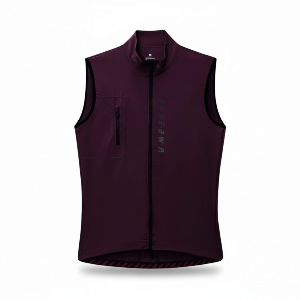 Men's Sleeveless Cycling Gilet Two-Way Zip Zip Pocket Stand-Up Collar Polyester and Elastane purple XL