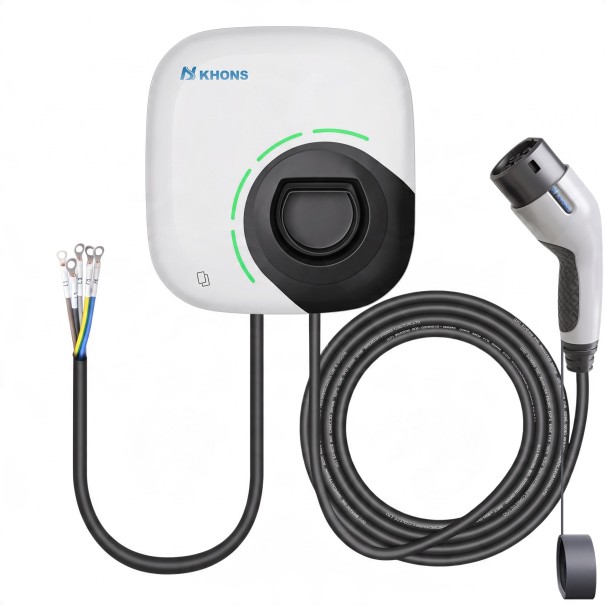 Ladegerät für Elektroautos Wand-Wallbox Typ 2 11 kW 16 A 3-phasig WiFi Bluetooth und RFID Kabel 5 m 23 x 21,5 x 7 cm Weiß-Schwarz 1