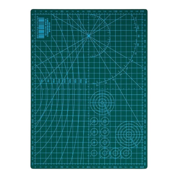 Dobbelt-sidet skæreunderlag A4 30 x 22 cm med en tykkelse på 3 mm selvhelende overflade af PVC mørkegrøn med gitter til papirskæring og kreativitet 1