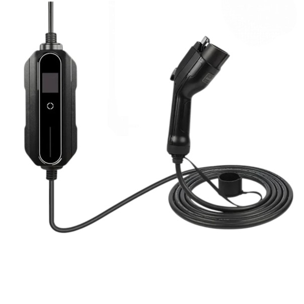 Tragbare Ladestation für Elektrofahrzeuge Typ 1 J1772 Stecker Schuko 3,6 kW 6 bis 16 A Kabel 5 m LCD-Display IP66 Schwarz Für normale Steckdose 1