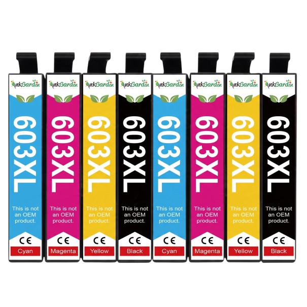 Inkoustové kazety 603XL Pro Epson Expression Home XP-2100 XP-3100 XP-4100 Sada 8 ks 2x Černá 14 ml a 2x Modrá magenta i žlutá 13,5 ml 1