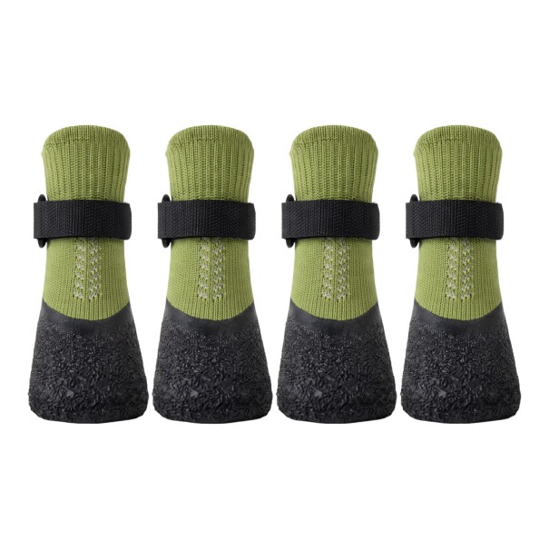 Sokker til hunde skridsikre med beskyttelse af poter 4 stk Størrelse XXL Sål 8 x 6,6 cm Længde 16 cm Med velcro grøn
