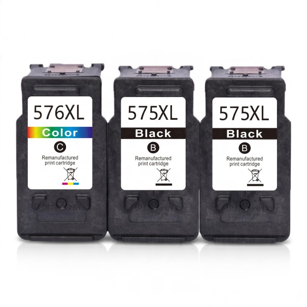 Repasované inkoustové kazety PG-575XL a CL-576XL Pro Canon PIXMA TS3550i TS3551i TR4750i TR4751i Sada 3 ks 18 ml 2x Černá a tříbarevná 1