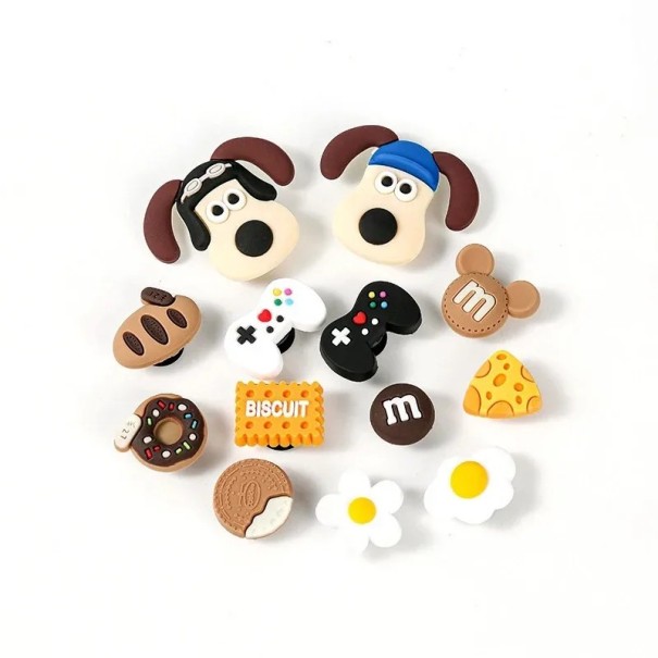 14 ks dekorace na crocsy pes a 3D motivy PVC sada ozdob do nazouvací obuvi doplňky do otvorů bot zábavné tvary 1