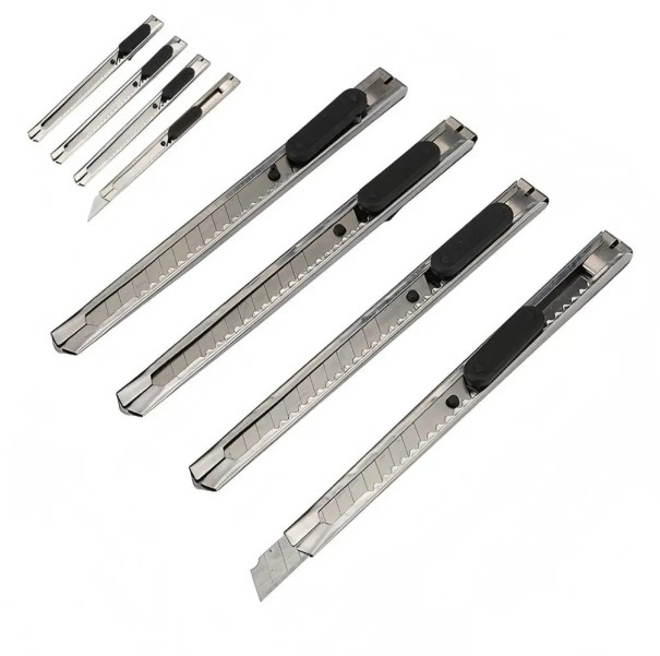 15 pièces couteau de coupe rétractable en acier inoxydable Couteau Hobby Couteau de coupe portable Couteau artisanal pour carton Papier Bricolage à domicile 1