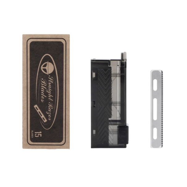 15 Stück gezahnte Ersatzklingen für Barbiermesser Einseitige Texturierungsklingen mit Sicherheitsdispenser für Haarstyling 1