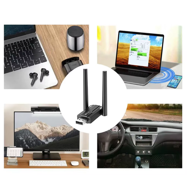 150m USB Bluetooth 5.3 -sovitin PC:lle, kaksoistila BLE/EDR-vastaanottimelle ja -lähettimelle, ääni, hiiri, näppäimistö, 7 laitetta, Win XP/7/8/10/11 1