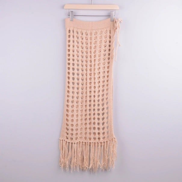 Falda de punto de mujer beige L