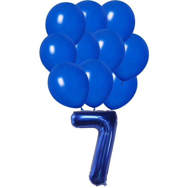16 buc Narozeninová decorare din baloane Baloane albastre închise + balon din folie cu numărul 7 Decorare strălucitoare pentru petrecerea de aniversare 1