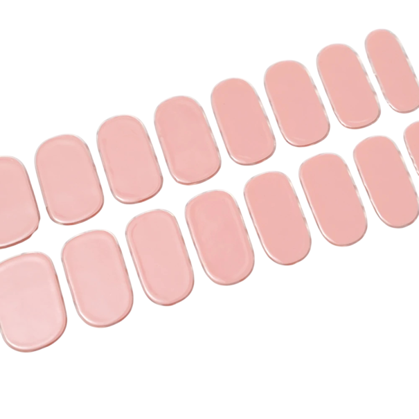 16 conseils autocollants en gel semi-durcis pour ongles Couleurs pures Lampe UV/LED Vernis en gel Durable Décorations en gel couvrantes rose clair