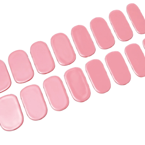 16 conseils autocollants en gel semi-durcis pour ongles Couleurs pures Lampe UV/LED Vernis en gel Durable Décorations en gel couvrantes rose