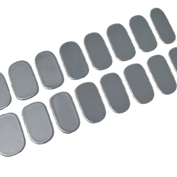 16 consejos de pegatinas de gel semisólido para uñas Colores puros Lámpara UV/LED Esmalte de gel Larga duración Decoraciones de gel de cobertura total gris