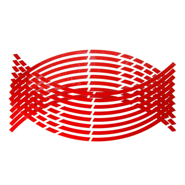 16 pcs autocolantes reflexivos para rodas de motocicletas Fitas de segurança para jantes Instalação fácil À prova de água Fitas adesivas para discos vermelho