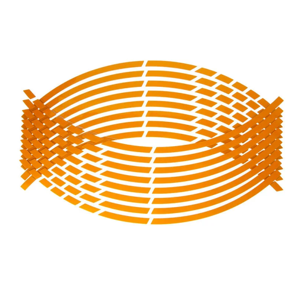 16 stuks reflecterende motorfietswielstickers, velgveiligheidstapes, eenvoudig te installeren, waterdichte zelfklevende schijftapes oranje