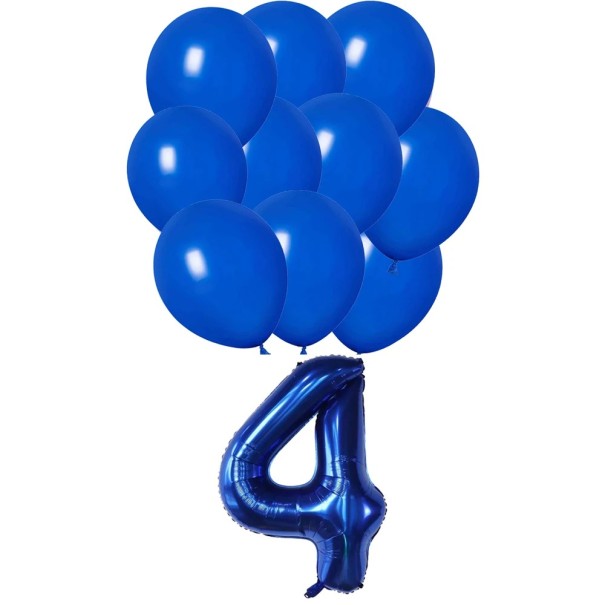 16 stuks Verjaardagsballonset Donkerblauwe ballonnen + folieballon nummer 4 Glanzende feestdecoratie voor verjaardagsfeest 1