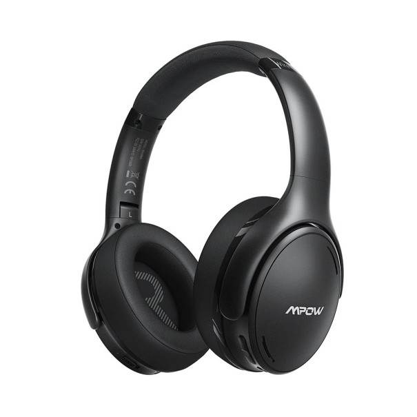 Trådlösa hörlurar över öronen med Bluetooth 5.0 och inbyggd mikrofon för musik och samtal Anslutning med 3,5 mm jack Kabelklädda öronkåpor svart