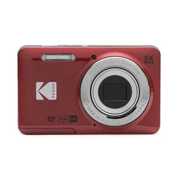 16MP Digitalkamera mit 5-fach optischem Zoom und 28mm Weitwinkelobjektiv 1080p Full HD 2,7&quot; LCD Micro USB Lithium-Akku rot