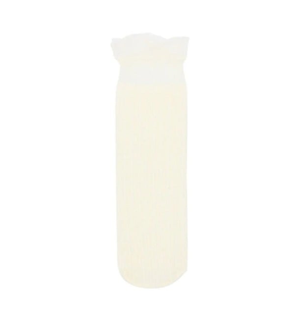Damstrumpor i nylon med volanger vit