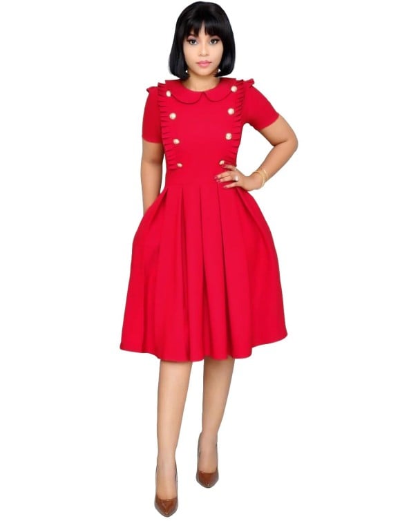 Vestido plisado de mujer rojo S