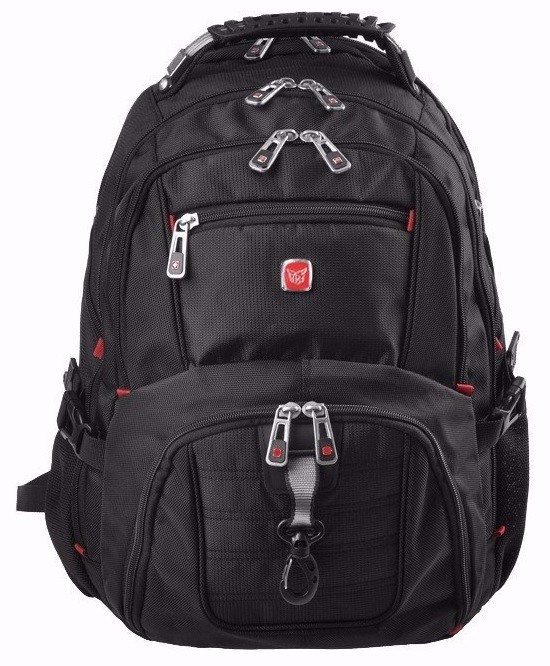 Reserucksack med fack för bärbar dator Ventilerat ryggsystem Utgång för hörlurar Vattentålig Nylon och polyester Svart 48 x 33 x 23 cm 1