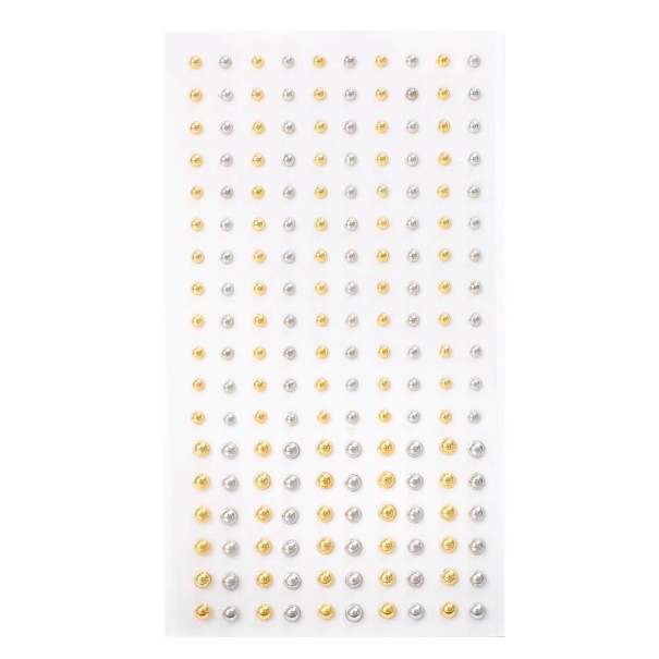 180 pièces de bijoux autocollants étanches sans piercing pour les lèvres, le nez, les sourcils, le corps, clous argentés et dorés de 3 mm et 4 mm, réutilisables 1
