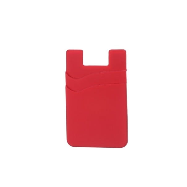 Silikonfodral för kort och ID med utskärning för enkelt uttag av kort Vågig kant på fickan Rundade hörn Kompakt storlek 8,8 x 5,8 cm röd