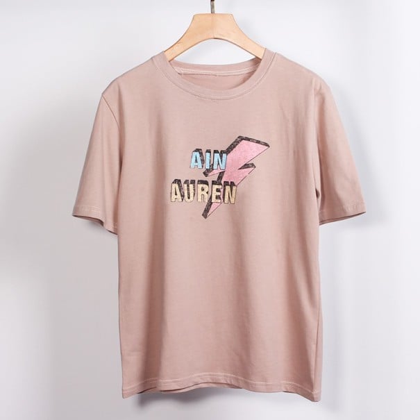 Dam T-shirt med blixt rosa