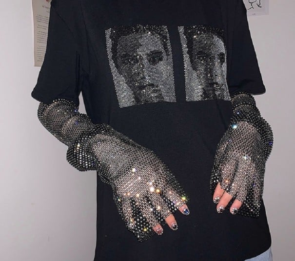 Dam T-shirt med paljetter A784 1