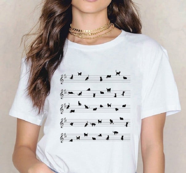 Dam T-shirt med musikmotiv S 6