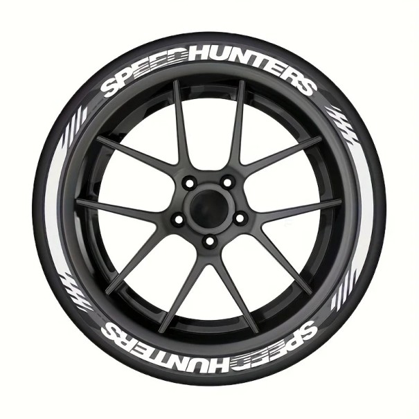 2 adesivi per pneumatici SPEEDHUNTERS 37,67 x 2,54 cm + 2 decorazioni per cerchi 35,5 x 1,9 cm Adesivi in PVC impermeabile per tuning auto grigio