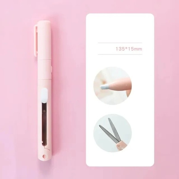 2 az 1-ben kerámia vágókés ollóval, multifunkcionális papírvágó, Morandi színes iskolai papírkés, barkácsolás, kézműveskedés, 14 cm rózsaszín