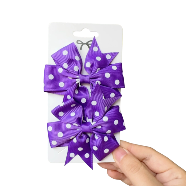 2 buc agrafe de păr fundite cu buline Agrafe de păr drăguțe pentru copii Accesorii de păr elegante Agrafe de păr colorate pentru fete Accesorii de păr la modă violet
