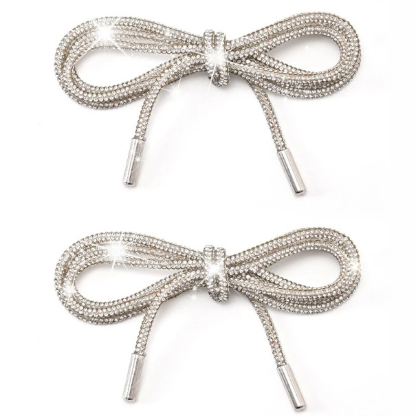 2 buc șireturi de lux cu sclipici din nailon șireturi cu strass Accesoriu elegant de modă șireturi strălucitoare pantofi sport cizme încălțăminte alb