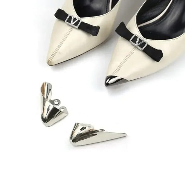 2 bucăți vârfuri metalice pentru pantofi cu toc vârf ascuțit capace de protecție pentru vârfuri pantofi accesoriu metalic pentru protecția și ajustarea încălțămintei argint
