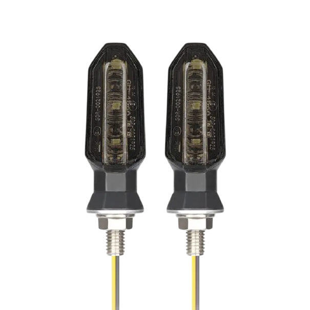 2 db 8 mm-es LED-es motorkerékpár irányjelző 12 V-os IP67 mini irányjelző ABS és PC ház vízálló motorkerékpár lámpa 7,8 x 2,2 cm csavarral szürke