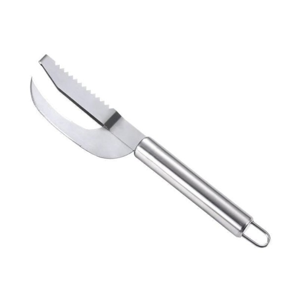 2-i-1 fiskskrapa och kniv silver