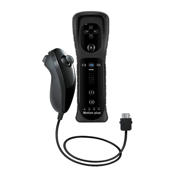 2-in-1 draadloze controller met Motion Plus-bewegingssensor voor Wii en Wii U met uitbreidingsjoystickcontroller zwart