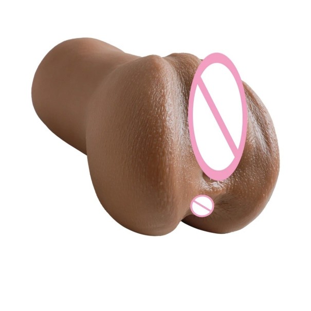 2-in-1 kunstmatige vagina en anale opening voor maximaal genot en discretie, siliconen ontwerp met eenvoudig onderhoud bruin