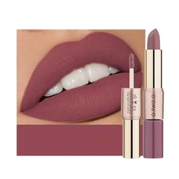 2-in-1 waterdichte matte lippenstift met langdurige glans, lippenstift met lipgloss