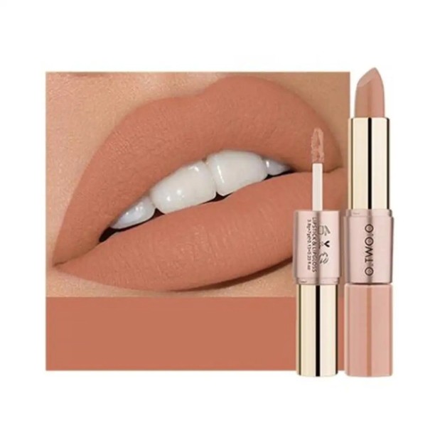2-in-1 waterdichte matte lippenstift met langdurige glans, lippenstift met lipgloss