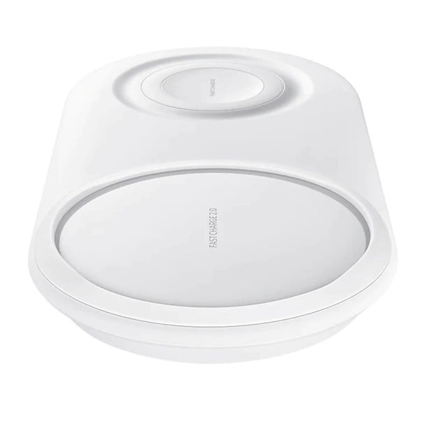 2 in 1 Wireless Charger for Phone and Samsung Watch Smartwatch Dual Charging Pad Powered via USB-C Cable Included white