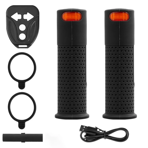 2 kpl Kahvoja suuntavilkuilla ja kaukosäätimellä Ninebot Max G30:lle 13 cm Silikoniset ABS-kahvat USB-C-latauksella musta