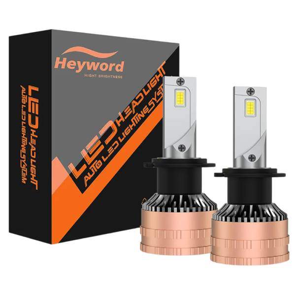 2 kpl LED-autolamppuja Heyword H7 3570-sirut Alumiininen runko uritetulla jäähdyttimellä Valkoinen valo 6000 K Henkilöautojen ajovalaisimiin 1