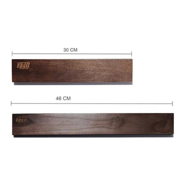 2 kpl magneettista veitsitankoa 30 cm ja 46 cm akasiapuusta Seinäkiinnikkeet veitsille vahvoilla magneeteilla Tummanruskea Keittiöön 1