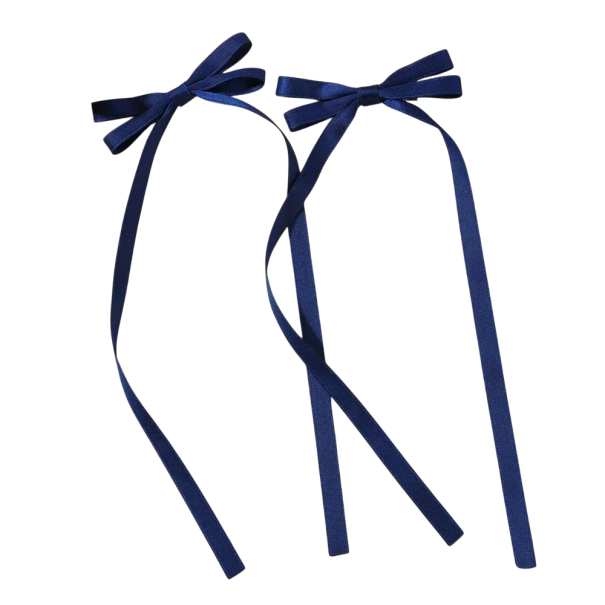 2 kpl tuplarusettihiuspinnejä, elegantit rusettiklipsit, tyylikäs hiusasuste tytöille ja naisille, muodikas kampaus, pehmeä ja luja pito tummansininen