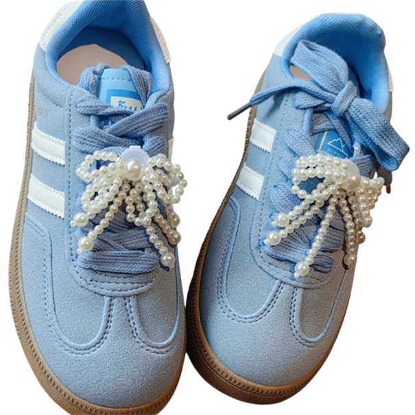 2 ks dekorace na tkaničky mašle s imitací perel ozdoby na boty doplněk obuvi perličkový design pro šněrovací boty 1