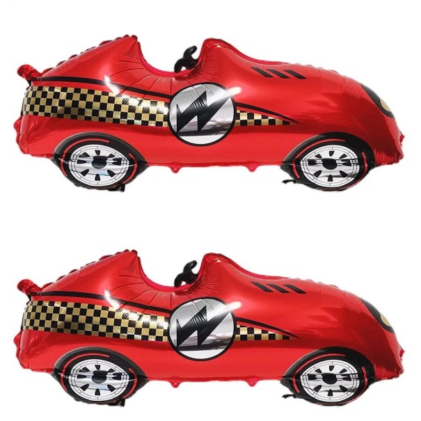 2 ks Fóliové balónky Sportovní auto 100 x 45 x 20 cm Velké balónky ve tvaru závodního vozu Dekorace na dětskou narozeninovou oslavu červená